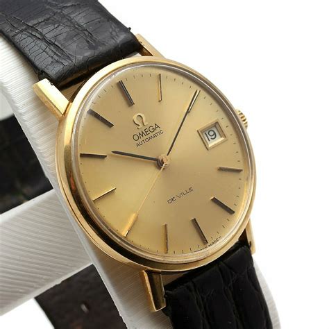 omega deville all 18k gold mens watch|omega de ville watch value.